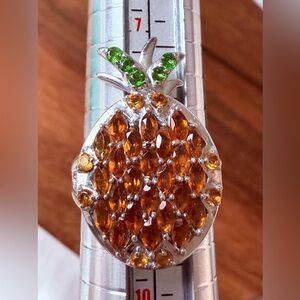 Pineapple Sterling Silver SGL Ring Yellow Tourmaline 8.75 Peridot 925